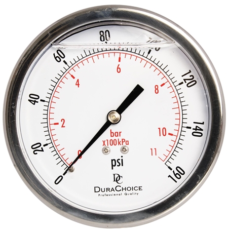 DuraChoice PB403B-160 Pressure Gauge, 4'' Dial, 3/8'' NPT, 0-160 PSI Questions & Answers