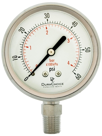 DuraChoice PS254L-060 Pressure Gauge, 2-1/2'' Dial, 1/4'' NPT, 0-60 PSI Questions & Answers