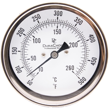 DuraChoice T3D25500 Bi-Metal Thermometer, 3'' Dial, 2-1/2'' Stem, 50-500 F Questions & Answers