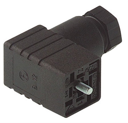 What are the dimensions in inches for the Hirschmann GDSN 307 solenoid valve connector?