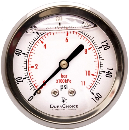 Is the DuraChoice PB254B-160 pressure gauge available with a lower mount setting?