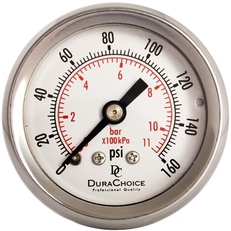 Does the DuraChoice PB158B-160 oil filled pressure gauge come with a lower mount connection?
