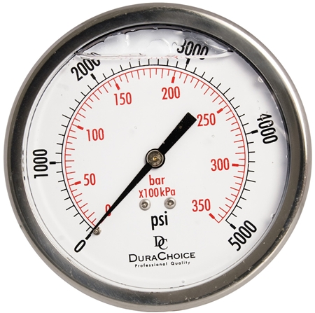 DuraChoice PB404B-K05 Pressure Gauge, 4'' Dial, 1/4'' NPT, 0-5000 PSI Questions & Answers