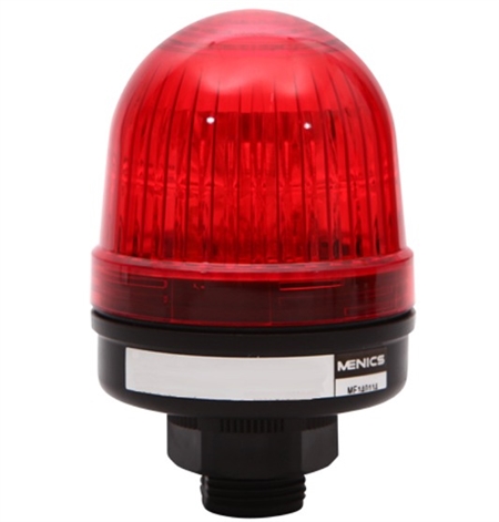 What are the Lumens for the Menics MS56L-F01-R beacon light and can the LED be replaced with a brighter one if needed? 