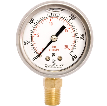 Is the DuraChoice PB204L-300 oil filled pressure gauge available with 1000 PSI?