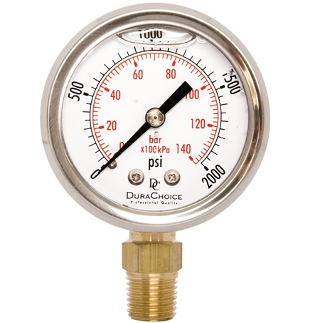 DuraChoice PB204L-K02 Pressure Gauge, 2'' Dial, 1/4'' NPT, 0-2000 PSI Questions & Answers