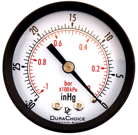 DuraChoice PA204B-V00 Vacuum Gauge, 2'' Dial, 1/4'' NPT, -30HG-0 PSI Questions & Answers