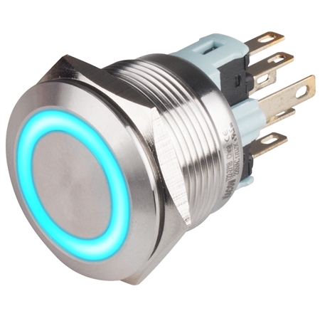Kacon T22-271BA2 22 mm Blue Momentary Push Button, 110/220V AC LED Questions & Answers