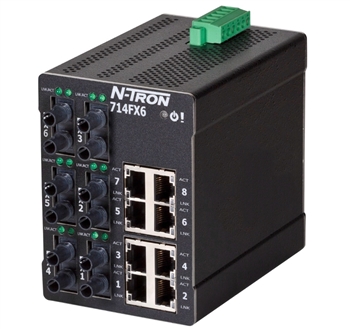 Are there 35mm DIN rail brackets available for the NTron 714FX6 switch