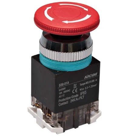 Kacon B30-81AR 30 mm Emergency Stop Switch, Round, Waterproof Questions & Answers