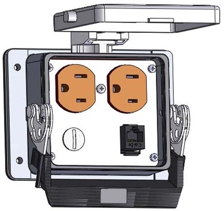 Can the Mencom DP-RJ45-NR-32 panel interface connector come with a GFCI outlet?