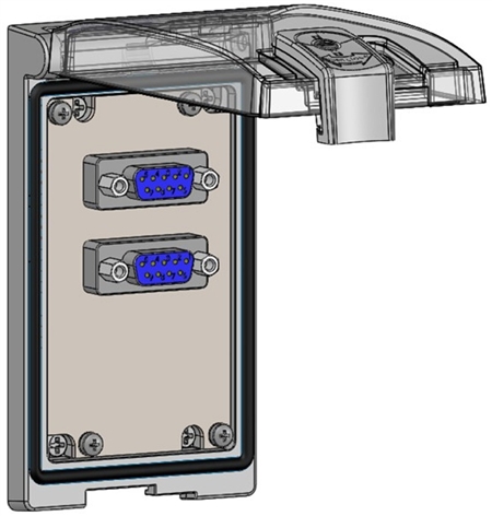 Does the Mencom LP1-2DB9V panel interface connector come in a standard size housing?