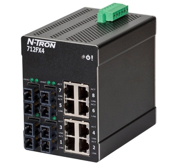 What are the dimensions on the Red Lion N-Tron Series 712FX4-SC Industrial Ethernet Switch?