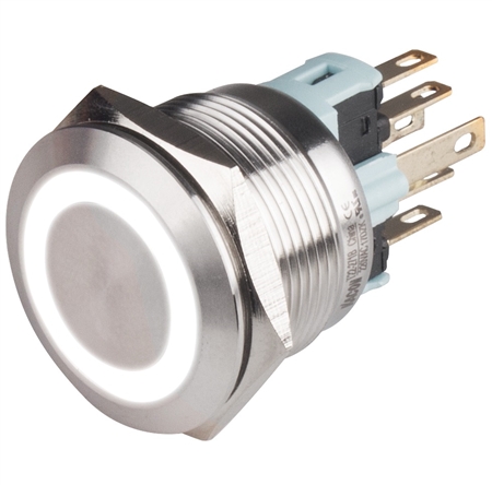Kacon T22-272WA2 22 mm White Momentary Push Button, 110/220V AC LED Questions & Answers