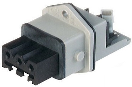 What connector does the Hirschmann ST series STAKEI 3 N 932142-106 panel mount socket go with?