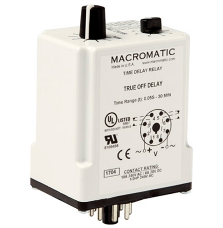 Does the Macromatic TR-60622 True Off Delay Time Delay Relay come with the socket?
