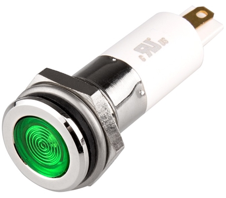 Menics H12F-12G LED Indicator, 12mm, Flat Head, 12VDC, Green Questions & Answers