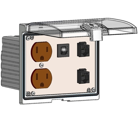 How big is a double size housing for the Mencom LP3-DP-2RJ45-R panel interface connector?