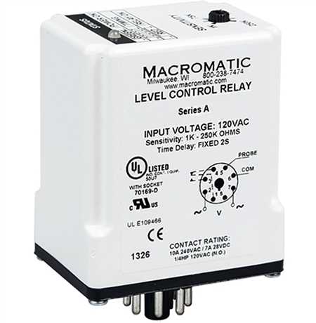 Macromatic LCP2H250 120V Dual Probe Liquid Level Relay, 1K to 250K Questions & Answers