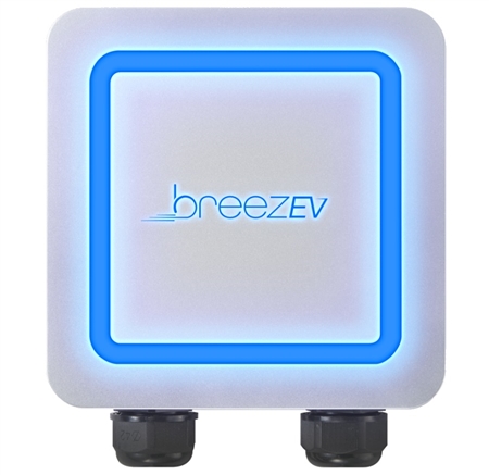 What does it mean if the lights are blinking blue on the BreezEV EVC-L2-S48-18 wall mount electric vehicle charger?